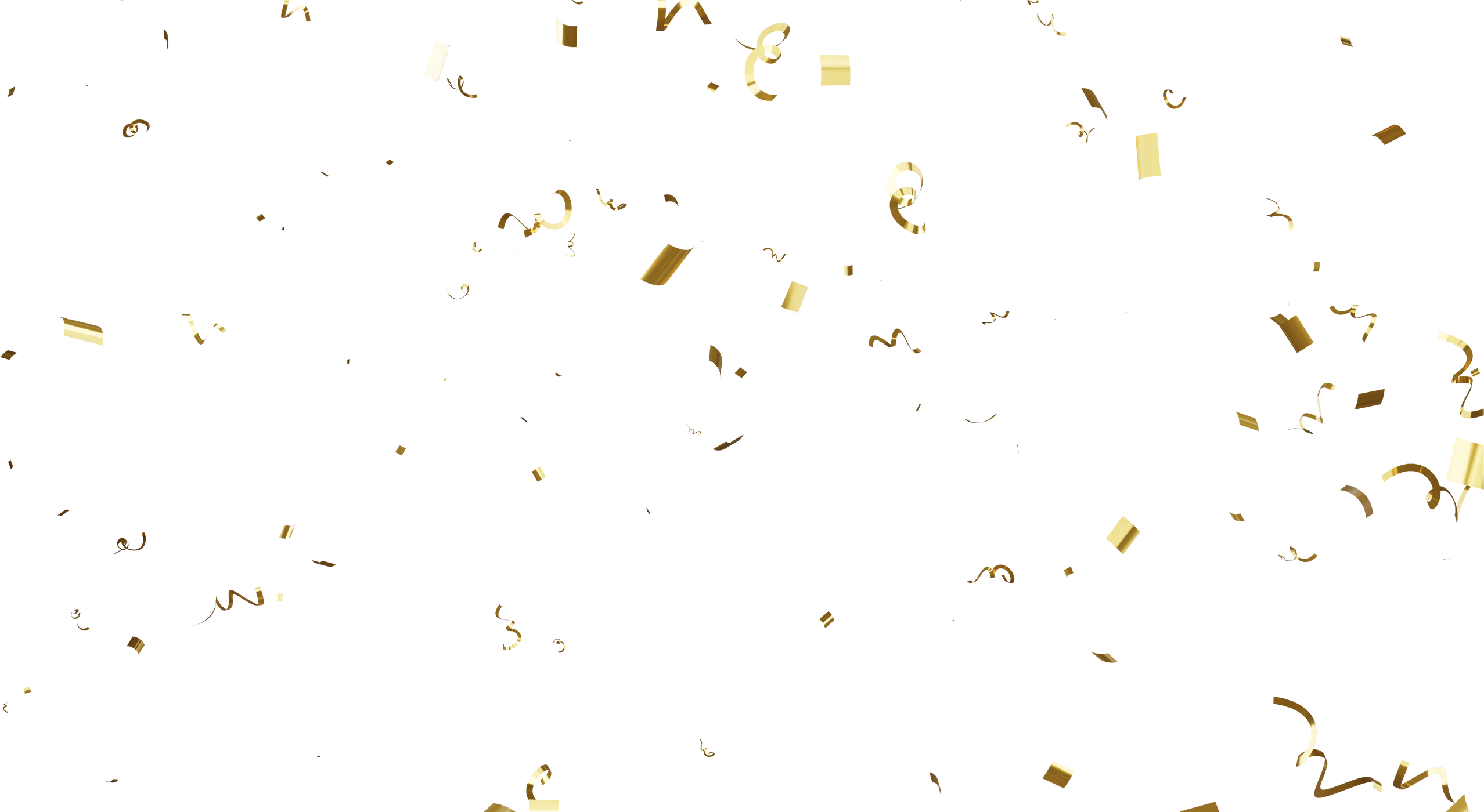 3d golden confetti flying.