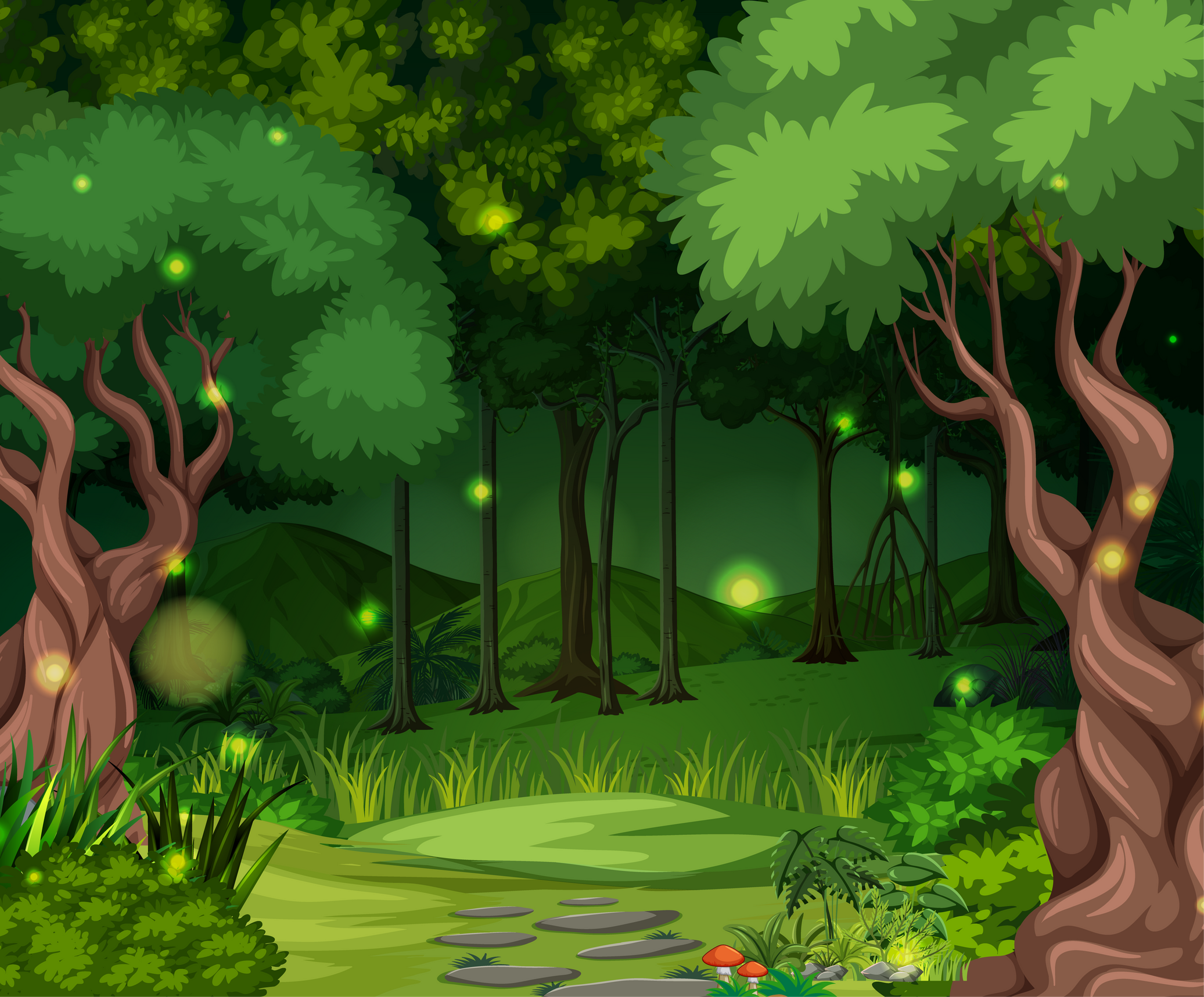 Enchanted forest landscape background